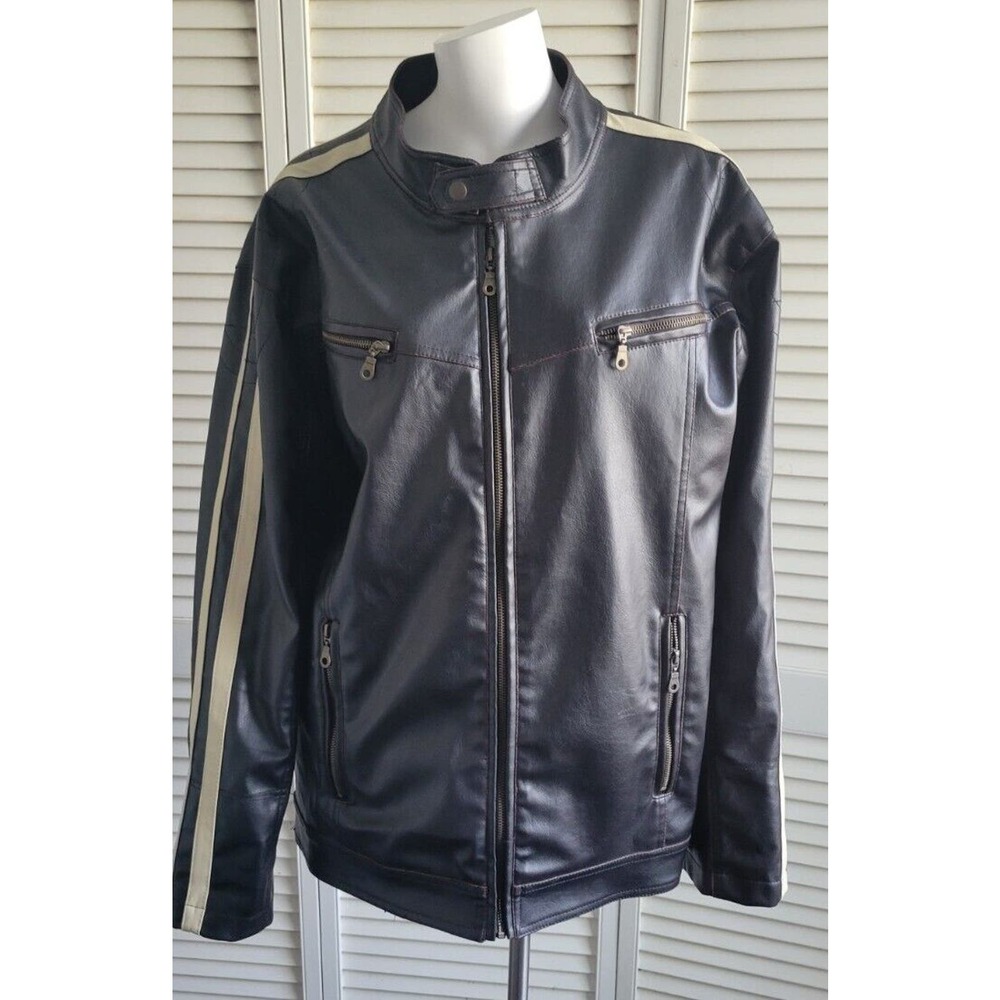 Machine Jacket Mens Sz. XL Dark Brown Stripes Down Sleeves